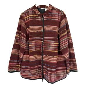 Woven Fringe Jacket Womens Plus 16W Artsy Southwestern Boho Cowgirl Western
